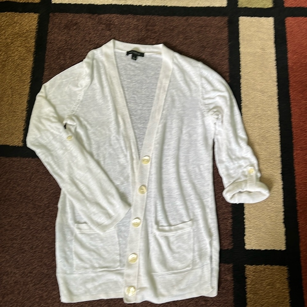 Linen blend long cardigan
